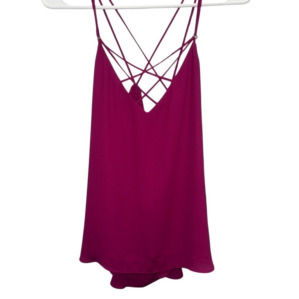 Express Magenta Pink Strappy Lattice V-Neck Cami Tank‎ Top Small